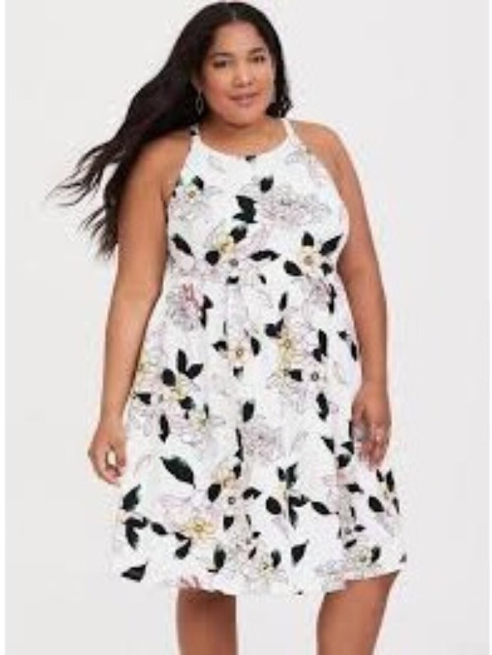 Torrid White Floral Size 2X Mini Textured Knit Skater Dress Fit & Flare